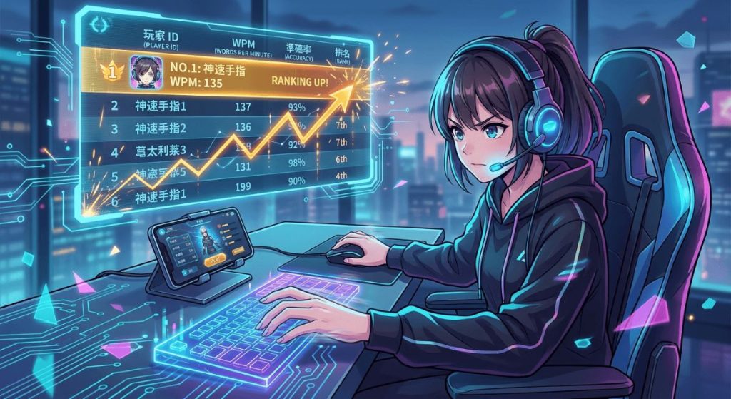 手遊玩家挑戰打字排行榜的速度訓練攻略