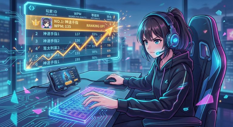 手遊玩家挑戰打字排行榜的速度訓練攻略